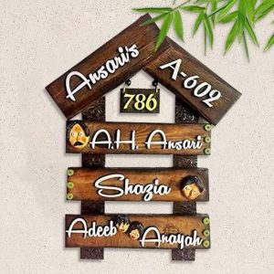 Home Wooden Name Plate