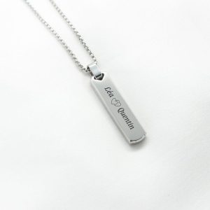 Personalized engraved rectangular pendant necklace Jewelry men's necklace