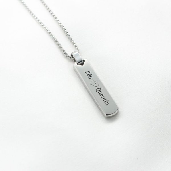 Personalized engraved rectangular pendant necklace Jewelry men's necklace