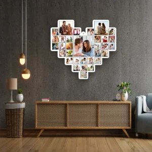 Custom collage frame, Picture frames personalized, Heart photo collage frame, Personalized birthday gift