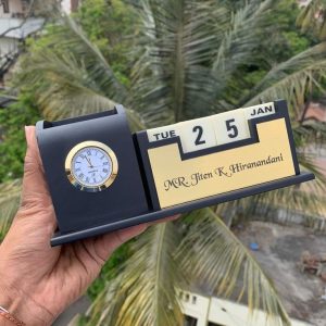 Personalise Pen Stand For Office Table, Desk Organizer With Wooden Calendar, Pen Stand, Mobile Holder For Home And Office