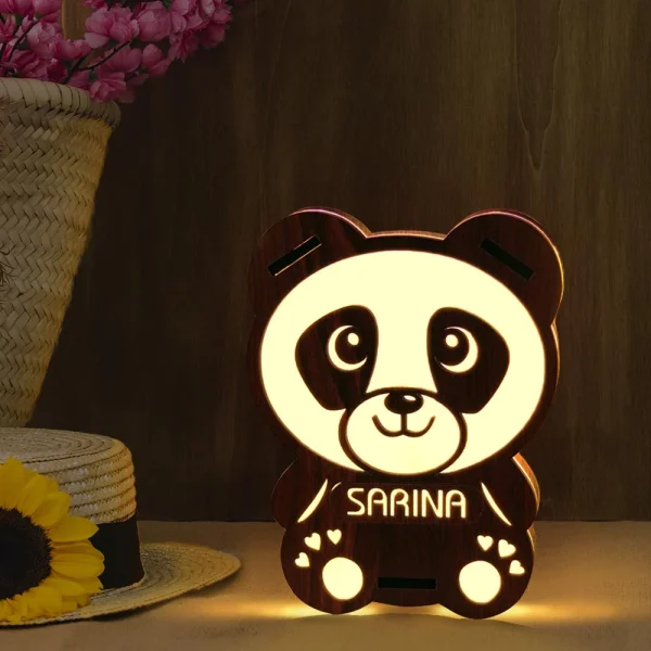 Glowing Panda Lamp With Name & Photo