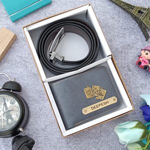 Customised leather wallet + Customised belt