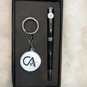 Personalized CA Metal Pen & Keychain With Name Engraved Customized Gift Combo For Chartered Accountant Ideal Gift For Special Occasion Matt Black