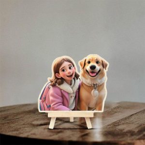 Cartoon Table Top With Wooden Stand