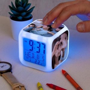 Customized Photo Print Digital Alarm Clock, Glowing LED, Colour Change Digital Alarm Clock
