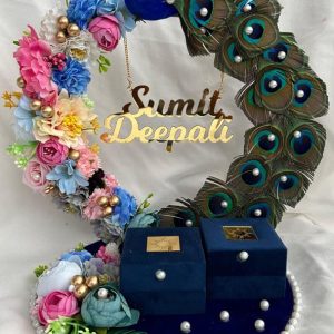 Peacock Design With feathers Engagement Ring Platter Stylish Wedding Ring Platters Brand