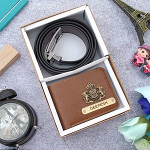Customised leather wallet + Customised belt