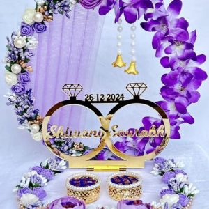 Floral Theme with White Base ring platter for ring ceremony/Customizable Name and Ceremony