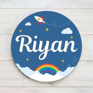 Baby Name Round Frame