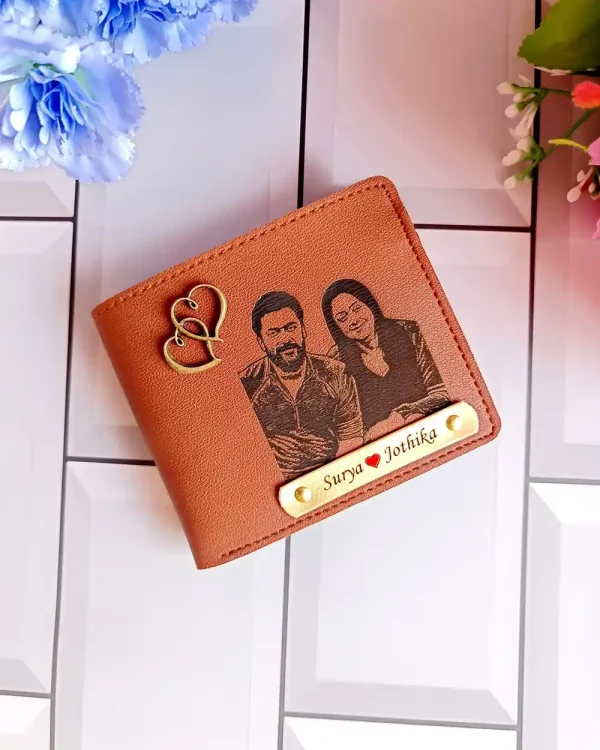 Personalized Photo Sketch Wallet – Tan Color