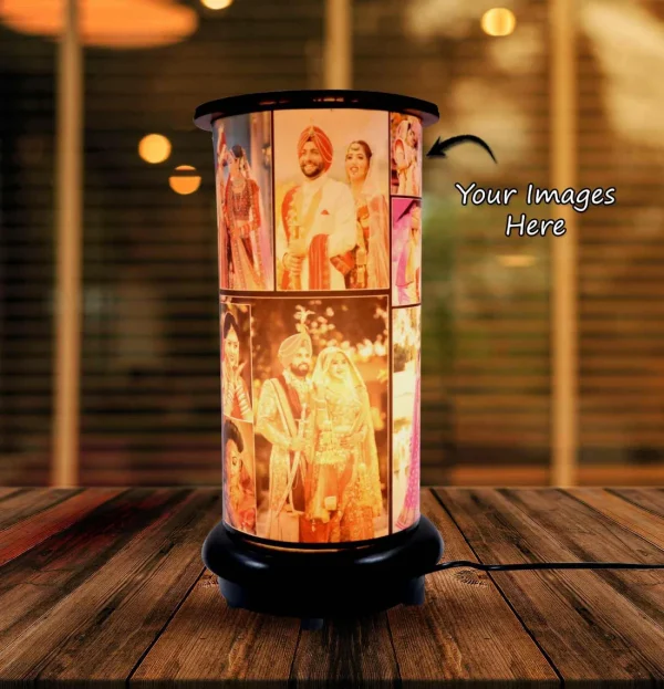 Wooden Rotating Photo Lamp