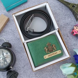 Customised leather wallet + Customised belt