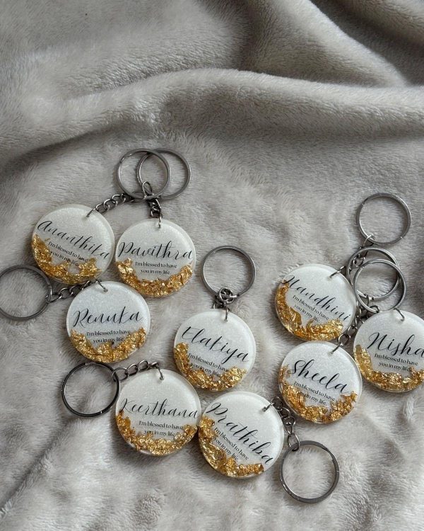 White Gold Resin Keychain