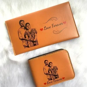 Stylish Printed couple combo (1 men Sketch wallet and 1 Ladies sketch MinimalClutch)