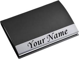 Personalized Card Holder with Name Engraved, PU Leather Professional Business Visiting Card Holder/Credit Card Holders Men, Women Day Gift, Corporate Gift for Employees (Black)