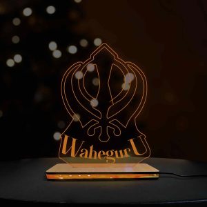 3d Acrylic Multi-Colored Waheguru LED Lamp