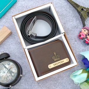 Customised leather wallet + Customised belt