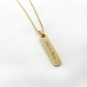 Personalized engraved rectangular pendant necklace Jewelry men's necklace
