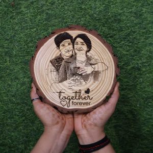 Brown Natural Wooden Slice Photo Frame, For Gift