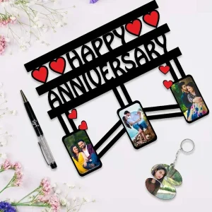 Anniversary Photo Frame, Pen & Keychain Gift Combo
