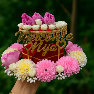 WELCOME JIJU Pink & White Ring Platter