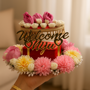 WELCOME JIJU Pink & White Ring Platter