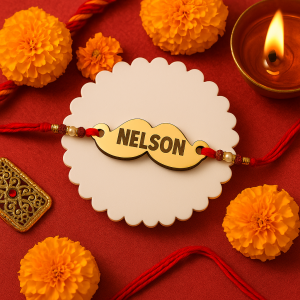 Moustache Gold Acrylic Rakhi
