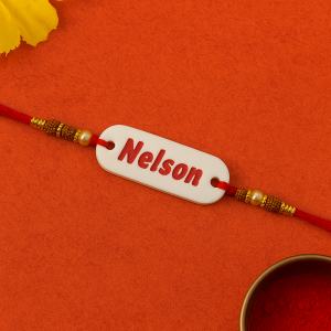 White Red Acrylic Rakhi