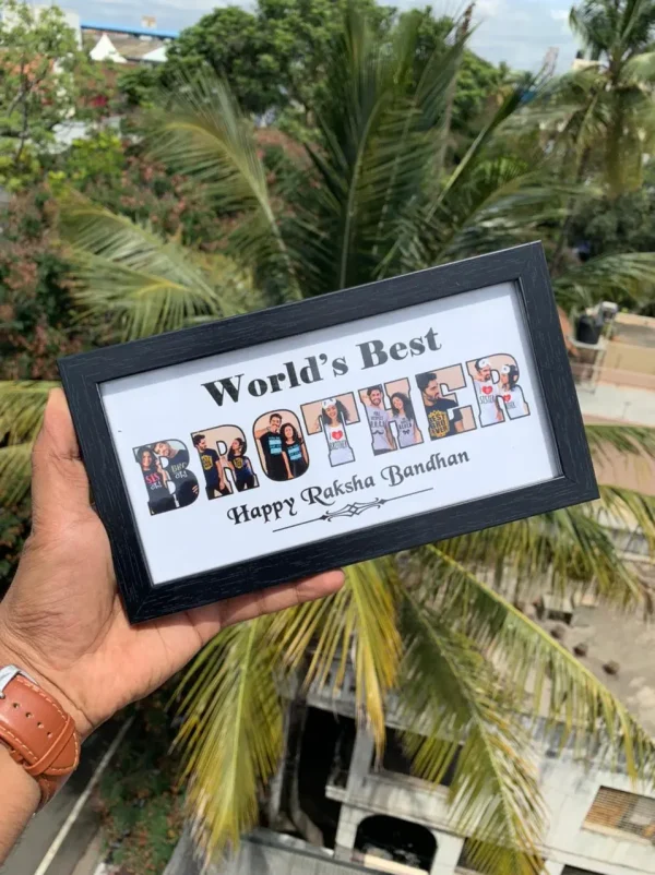Customized Brother Name Photo Frame- Free Rakhi Inside