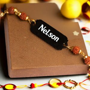 Personalized Name Rudraksha Rakhi for Brother